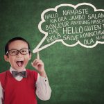 28387724 – education concept: schoolboy learn universal language at class