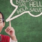 28387724 – education concept: schoolboy learn universal language at class